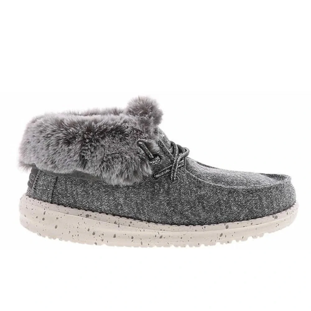 Hey Dude Kids Gray Fur-Lined Slippers